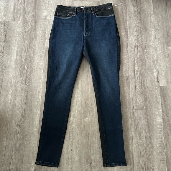New Frame Le One Skinny Jeans Two-Tone Size 2 Blue Black - Picture 3 of 11